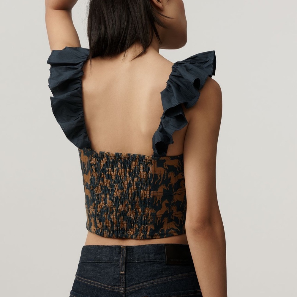 Maeve Flutter-Sleeve Crop Blouse - Picture 2 of 4